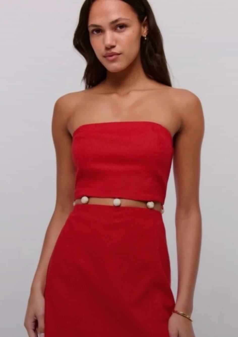 Abercrombie & Fitch Dress Medium Cutout Strapless Mini Red Beaded Sexy Party